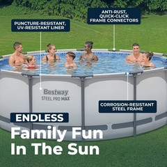Bestway Steel Pro MAX 14’x48″ Round Above Ground Swimming Pool with Pump & Cover