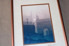 Lovely PAIR Art Photo FOG City Scape Signed Framed Unusual Sun Cloudy Muted ZO