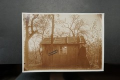 Photo view garden house Crossen Friedland Poland Prussia woman hut building picture