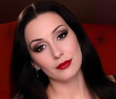 Sexy Morticia Addams Family in Lingerie on Bed Metal Sign Wall Art 11″ x 14″