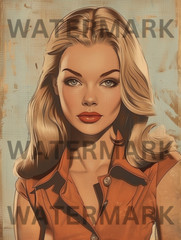 Digital Image Vintage Retro Portrait Model Woman USA Wallpaper Photo AI Art