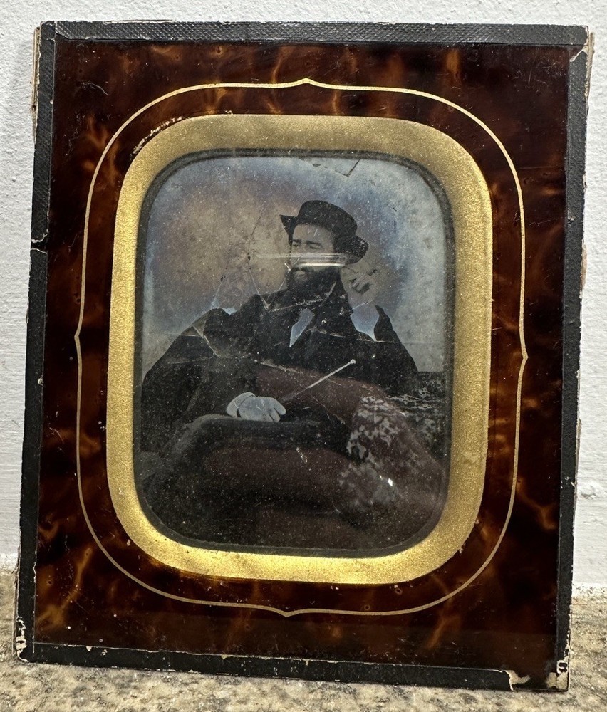 Historical Photography: Victorian Era Man Portrait, Hat, Antique Printing