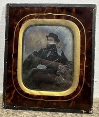 Historical Photography: Victorian Era Man Portrait, Hat, Antique Printing