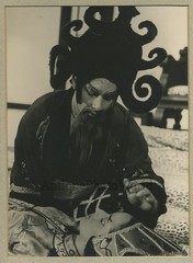 Opera scene theater actors Asian costumes antique photo