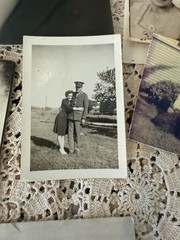 Original Photos Portrait Handsome Soldier WWII Era Family Pet Postcard Vintage