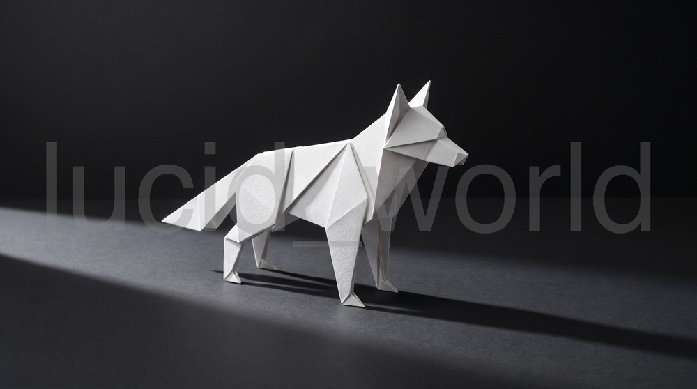 Minimalist Origami Wolf Digital Download 4K Wallpaper Modern Paper Art Design