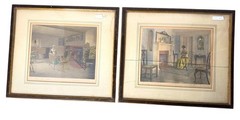 Wallace Nutting Hand Tinted Photo Art of Colonial Style Women at Home