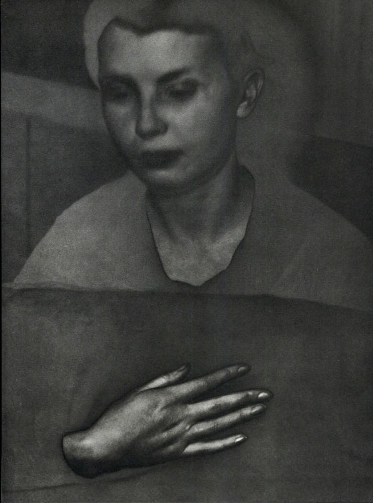 1975 Man Ray Solarized Female Model Surreal Hand Featured Art Photo Gravure