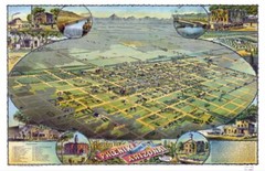 1885 Phoenix, Arizona Bird’s Eye Map Art Print 11″ x 17″ Reproduction