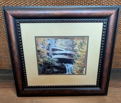 ✅Framed American Folk Art 20×18, Frank Lloyd Wright Falling Water, Vintage!🔥⭐️