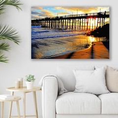 Oceanside Pier San Diego, Sunset, Beach Art Fine Art Photo, Metal, Canvas, Paper