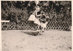 Vintage Photo Pretty Girls Playing Snapshot 1961