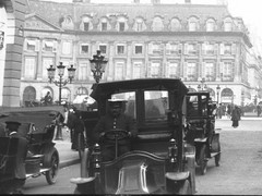 STEREO GLASS NEGATIVE,, PARIS, Place Vendôme, old classic cars, cityscape, rar