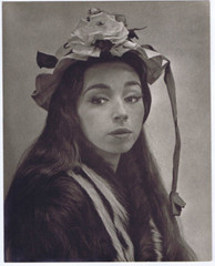 Hendrickson Photograph Portrait Young Lady Flowered Hat Fur Coat 8×10″ R440