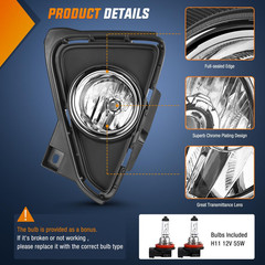 Fog Lights Assembly Compatible with 2016 2017 2018 Toyota RAV4 Bumper Light Repl