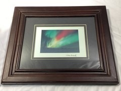 Alaska Aurora Borealis with Mat Dark Wood Framed Art Signed by Tom Soucek