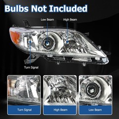 Headlights Assembly Replacement for Toyota Sienna 2011-2018 Halogen Headlights H