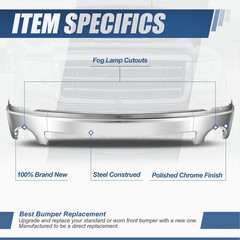 Front Bumper Compatible with 2007-2013 GMC Sierra 1500, Bumper Impact Face Bar w