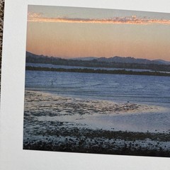 Blue Lake Inlet Water Colorful Sunset Serene Majestic Mountains Poster Art Print