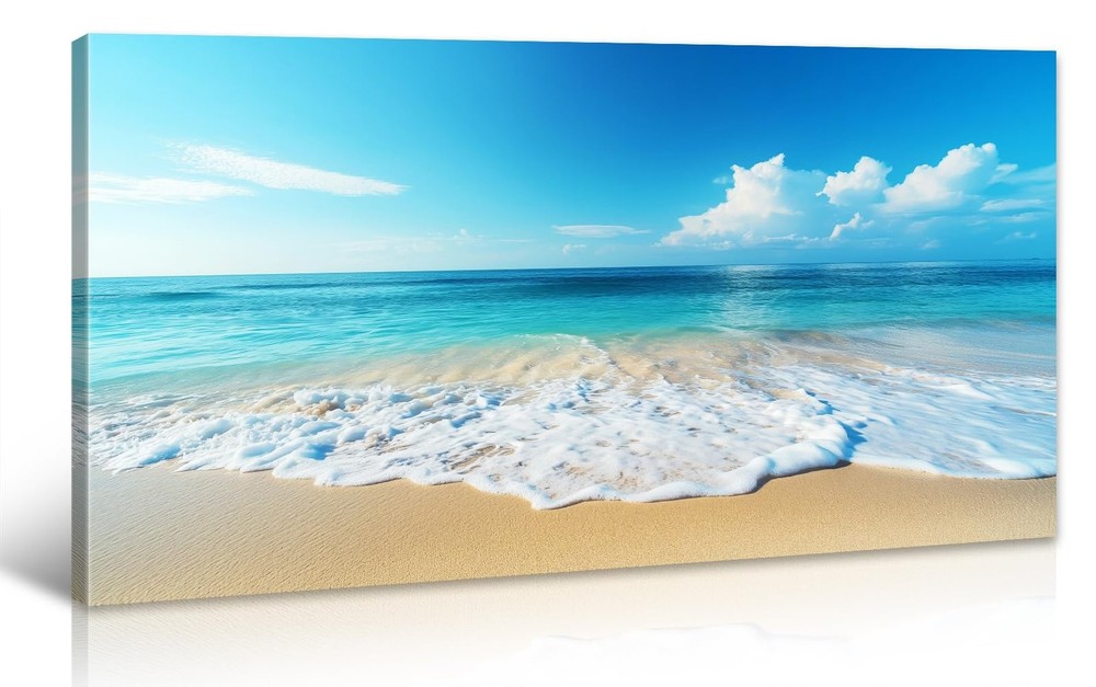 Beach Pictures Wall Art Canvas Print Ocean Pictures Wall Decor Blue Seascape …