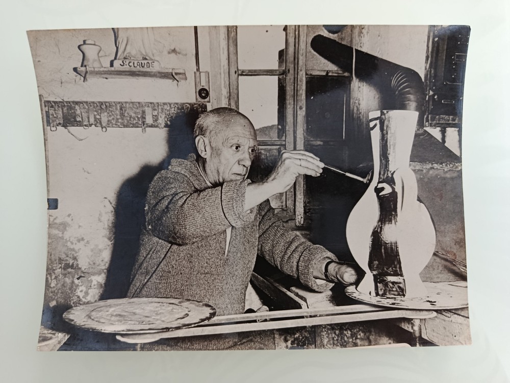 1954 Vintage Photo Pablo Picasso in His Ceramic Studio in Vallauris