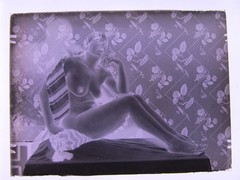 Artistic Woman Nude On Kitchen Table Vintage Circa 1920 Large Glass Negative