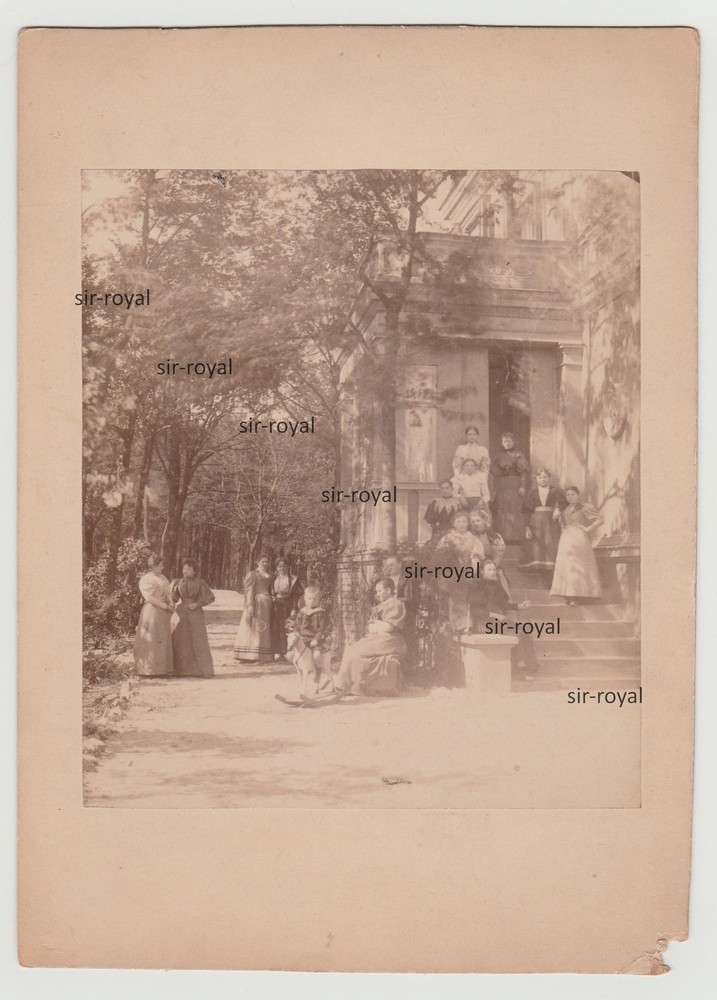 In Front of the House Circa 1900 – Rocking Horse Tennis Racket – XL Hardboard Photo 16x22cm