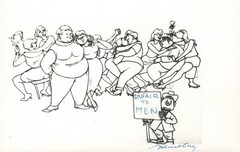 1964 RARE John Olday Real Photo SIGNED Satirical Cartoon Unfair to Men POSTCARD