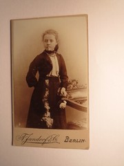 Standing girl with rose in hand/CDV A. Jandorf & Co. Berlin
