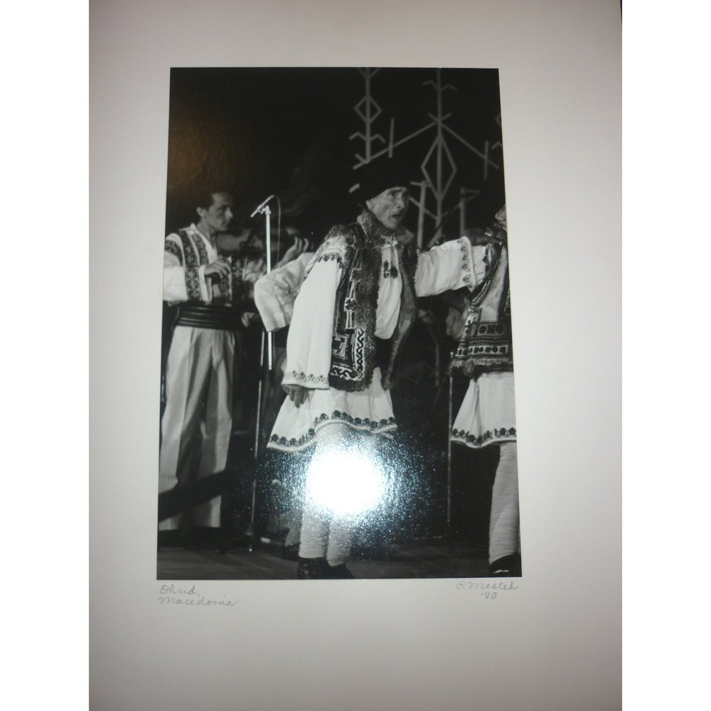 Vintage 1980 Signed P. Mestek Photography – Ohrid Macedonia Folk Dancers B&W