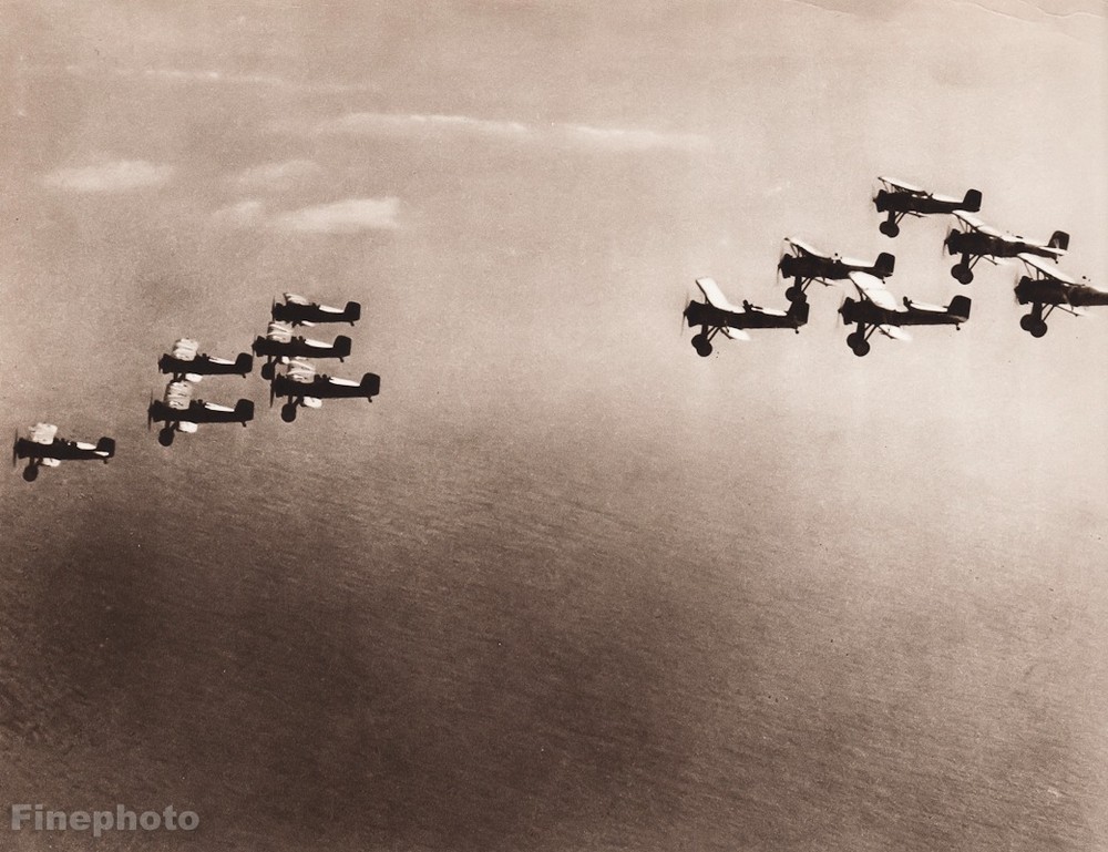 1931 Vintage AVIATION AIRPLANE Aerial Aircraft Squadrons Flight Photo Art 11×14