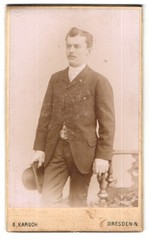 Photograph Gustav Karsch, Dresden-N., size Meisenerstr. 17, Elegant Young He
