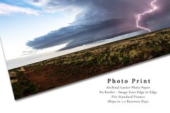 Photography Print – Supercell Thunderstorm and Lightning Bolt in New Mexico