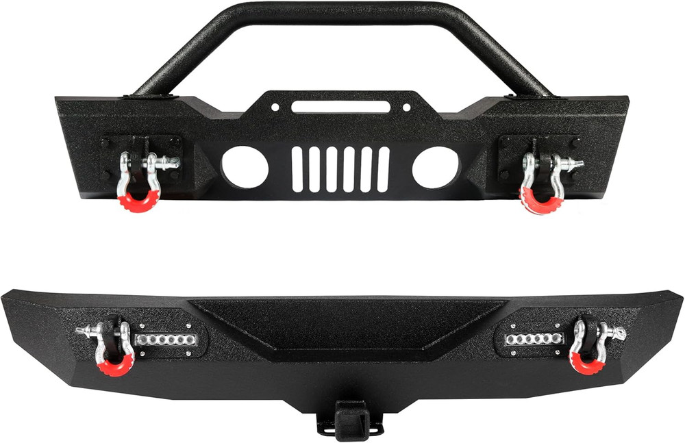 Off Road Front and Rear Bumpers Set Fit for Jeep Wrangler JK JKU 2007-2018 | Bui