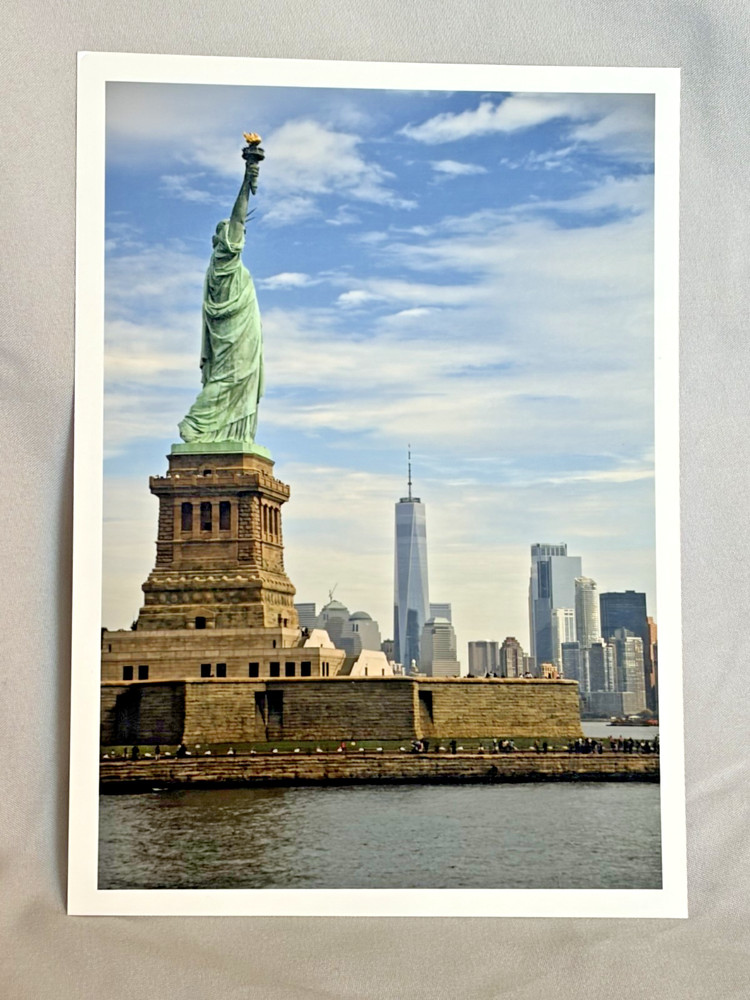 Original 5×7 NYC Photo Print, Statue of Liberty, WTC 1 – by 26ShadesofGreen