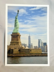 Original 5×7 NYC Photo Print, Statue of Liberty, WTC 1 – by 26ShadesofGreen