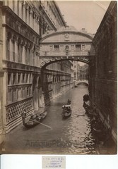 Gondola under Bridge of Sighs Venice Italy antique albumen photo by Filippi