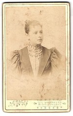 Photograph A. Wolf, WR. Neustadt, Baumkirchnerring 1, portrait of a woman in ele