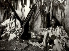1972 Original Edward Curtis Piegan Lodge Indian Men Art Photo Gravure