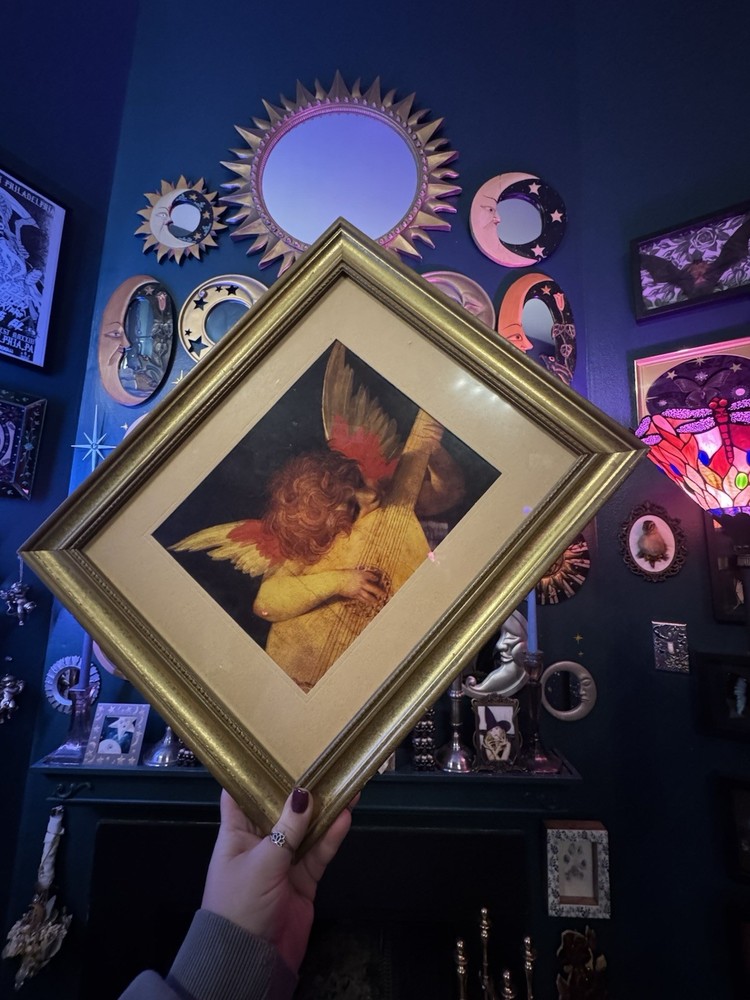 Cherub Playing A Lute 16.5”x13.5” Framed 8×10 Photo