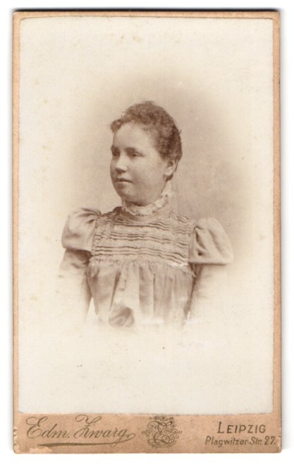 Photograph Edmund Zwarg, Leipzig, Plagwitzer Str. 27, portrait of a woman in elegant