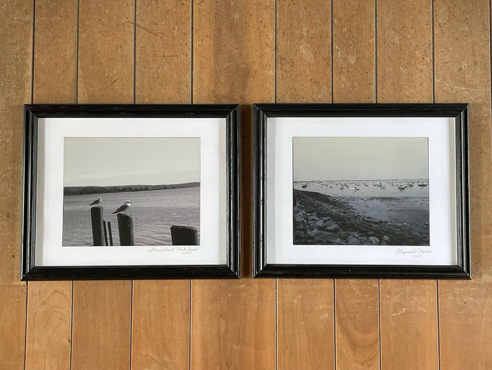 2 Signed Black & White Nautical Harbor Photos, Matted & Framed Set (2013)