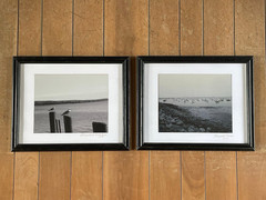 2 Signed Black & White Nautical Harbor Photos, Matted & Framed Set (2013)