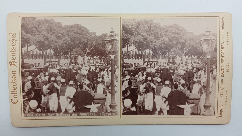 S1018/ Stereo Photo Cairo Opening of the Nile Bridge Collection Hentschel No. 884 1906