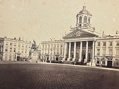 Original Photo 19TH Albumen Print Brussels Belgium Place Royale Landscape