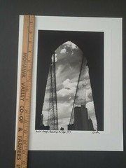 Vintage1997 B&W Photo Brooklyn Bridge, Arch Angel by Photographer Sam Kash