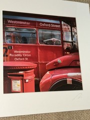 VTG ‘05 Signed JUREK NEMS 7.5”Photograph RED BUS WESTMINSTER COVENT GARDEN 10”Sq