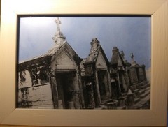 fine art hand-painted B&W prints – New Orleans St. Louis Cemetery #2. 5×7 in.