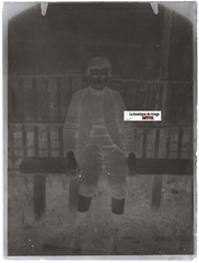 Boy On A Bench, Glass Plate Old Photo, Black & White NEGATIVE 9X12 CM