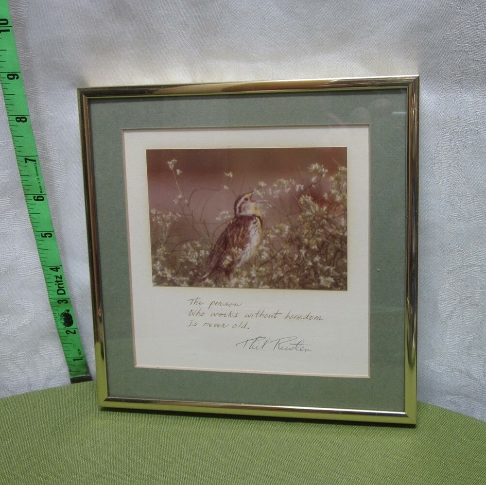PHIL RUSTER autograph Person Who Works w/o Boredom framed bird print Virginia